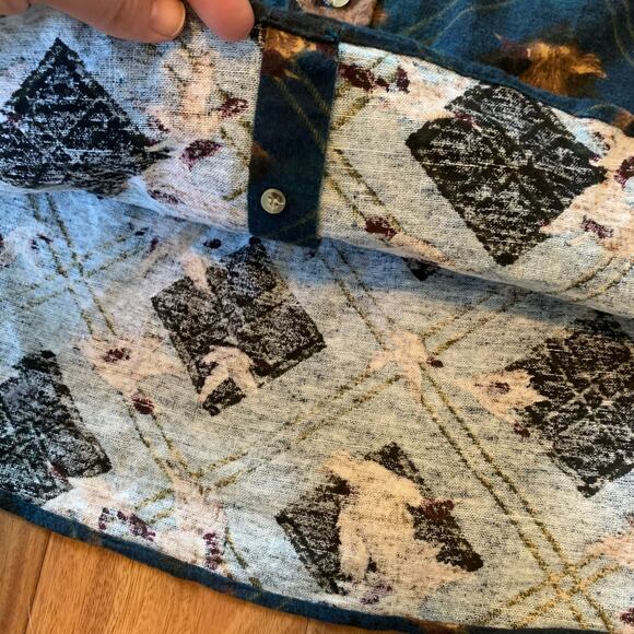 VTG 80s IZOD Redhead duck black‎ & blue plaid flannel 100% cotton shirt XL - Picture 4 of 10